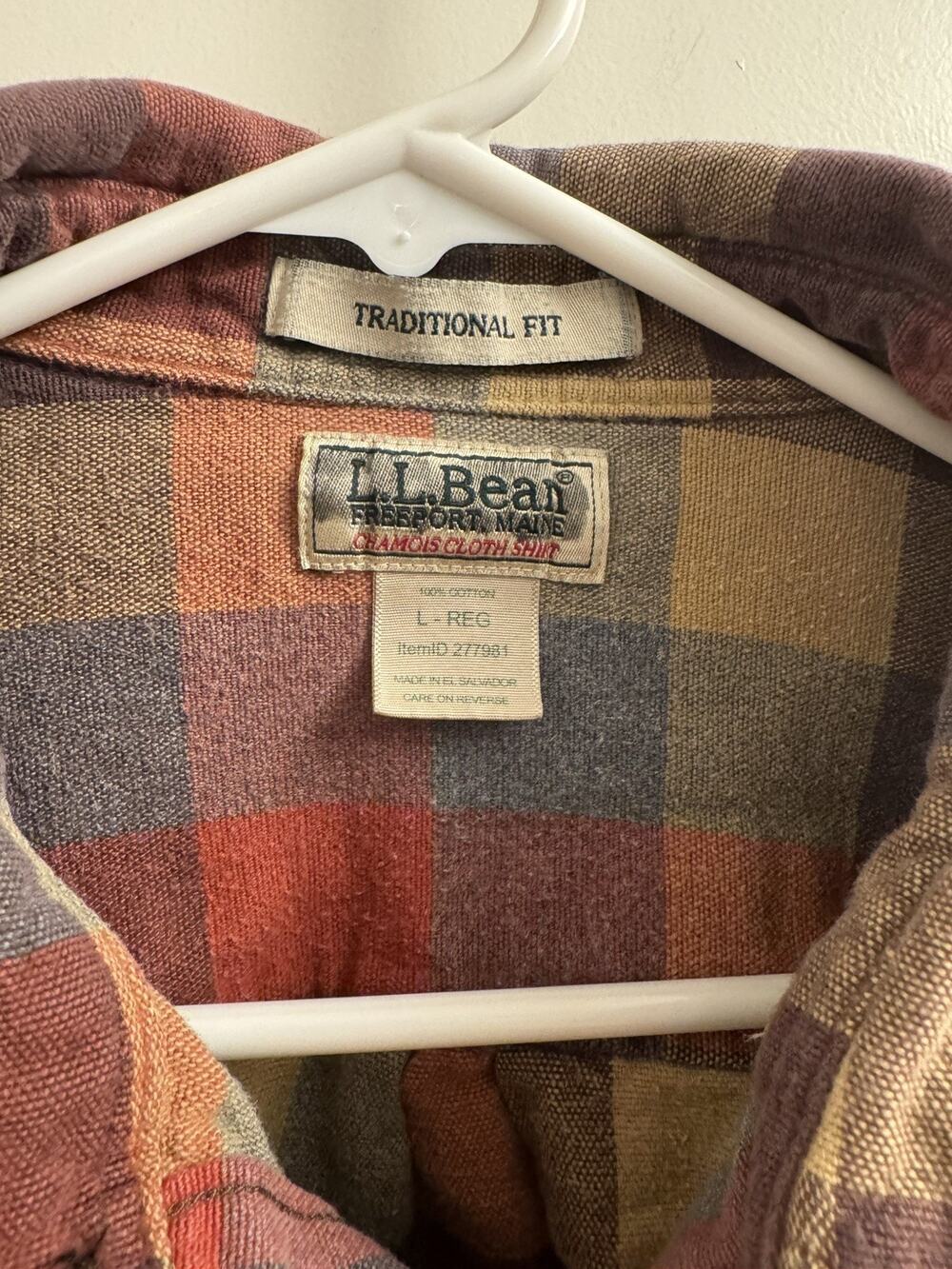 L.L. Bean Size L Traditional Fit Plaid Flannel Button Down Shirt Multicolor Men